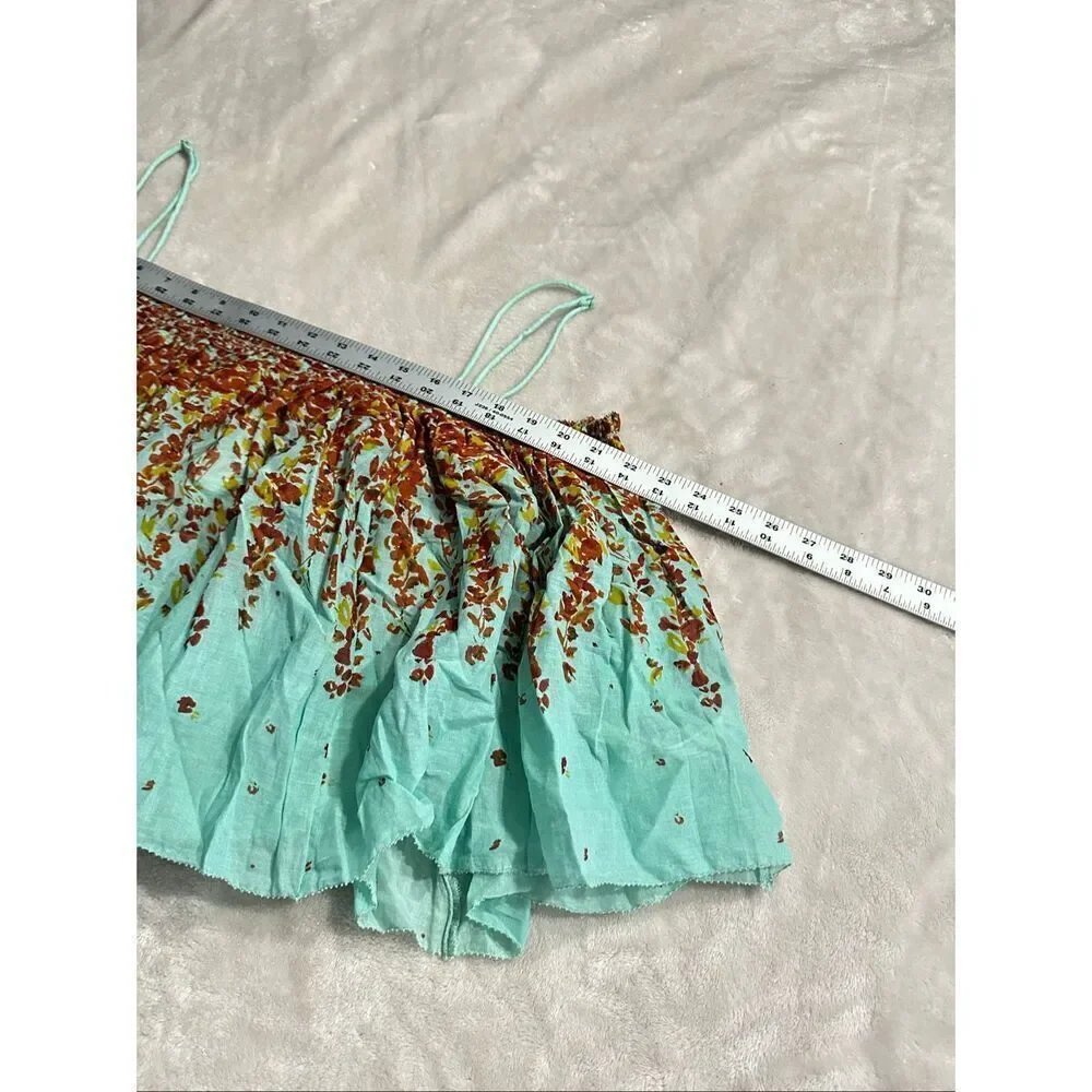 Free People L2146 Turquoise Instant Crush Printed Top Women's Size Large NEW